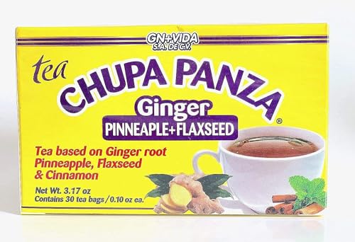 Tea CHUPA Panza, Tea Based ONGINGER Root, PINNEAPPLE, Flaxseed & Cinnamon (30 Tea Bags/0.10 oz Each) 1-Pack .New Version