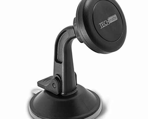 TechMatte Car Phone Mount Magnetic-Dashboard Mounted Car Phone Holder-Universal Smartphone Compatibility with Strong Magnetic Technology (Black), Portable Electronic Device Mount