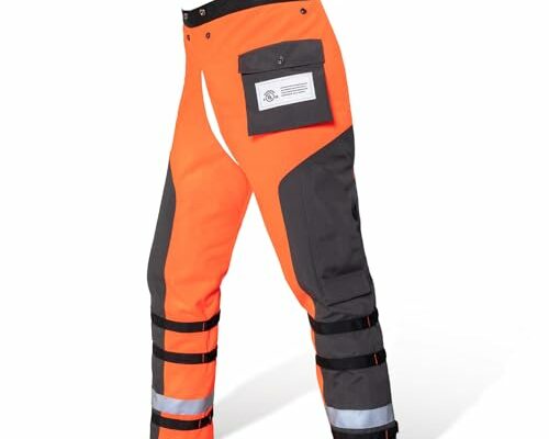 Technical Wrap Chainsaw Chaps by UL CLASS A 8 Layers Chainsaw Pants Apron Style Orange Black