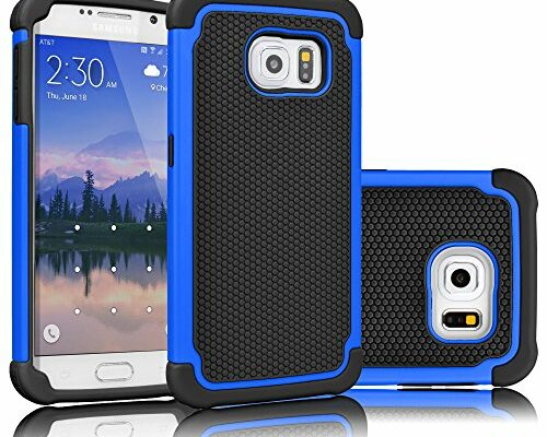 Tekcoo for Galaxy S6 Case, [Tmajor Series] [Blue/Black] Shock Absorbing Hybrid Rubber Plastic Impact Defender Rugged Slim Hard Case Cover Shell for Samsung Galaxy S6 S VI G9200 GS6 All Carriers