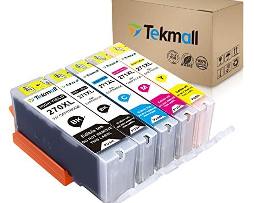 Tekmall Compatible C A K E Ink Cartridges PGI-270XL CLI-271XL 270 ink 271 Work with PIXMA TS5020, TS6020, MG6821,MG5720, MG5721,MG5722,MG6820,MG6822 Printers-5 Packs(No Grey)