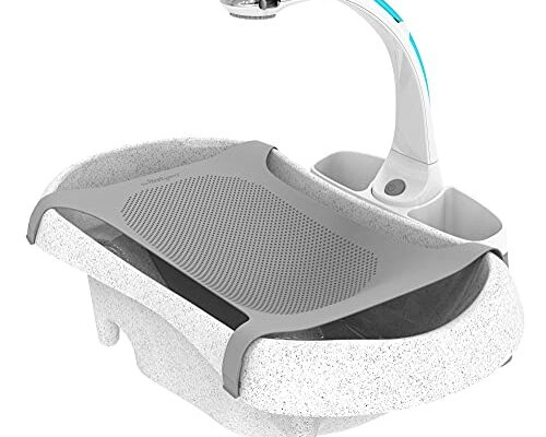 The First Years Rain Shower Baby Bathtub — Baby Spa for Newborn to Toddler — includes Convertible Bathtub and Sling with Soothing Spray — Baby Bath Essentials