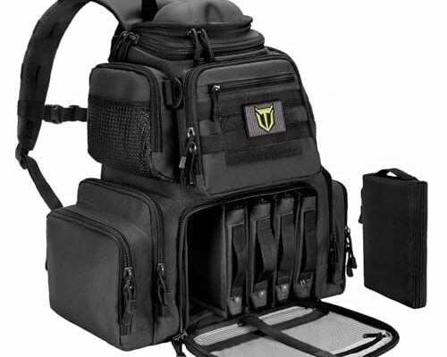 TIDEWE Tactical Range Backpack Bag for Gun and Ammo with Pistol Case (Black)