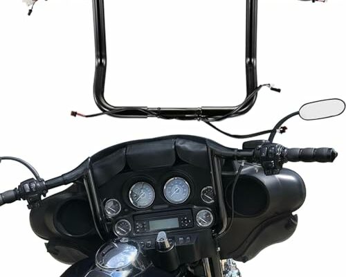 Tigersgate Pre-wired 14" Meathook Monkey Bar 1.25" Ape Hangers Handlebars for 2016-up Harley Street Glide/Electra Glide/Ultra Limited Models, Black