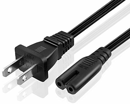 TNP Universal 2 Prong Power Cord (1 Feet)(2 Pack) - NEMA 1-15P to IEC320 C7 18AWG 18AWG Figure 8 Shotgun Connector AC Power Supply Cable Wire Socket Plug Jack (Black) Compatible with Apple TV, PS4