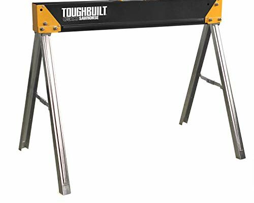 ToughBuilt - Folding Sawhorse/Jobsite Table - Sturdy, Durable, Lightweight, Heavy-Duty, 100% High Grade Steel, 1100lb Capacity, Easy Carry Handle - (TB-C300) - 1 Pack