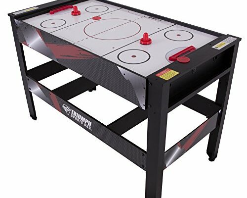 TRIUMPH SPORTS USA 4-in-1 Rotating Swivel Multigame Table – Air Hockey, Billiards, Table Tennis, and Launch Football , Black/White, 23.75 x 32.00 x 48.00"