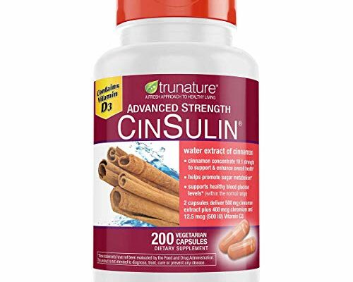 trunature Advanced Strength CinSulin 500mg., 200 Vegetarian Capsules (2 Pack)