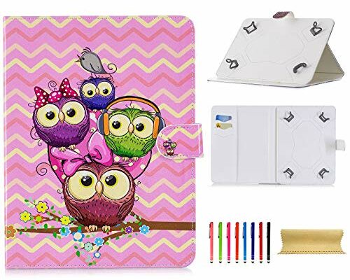 Universal Case for 7.5-8.5 Inch Tablet, Techcircle Slim PU Leather Folio Flip Stand Wallet Case for iPad Mini 1/2/3/4, Fire HD 8, Galaxy Tab 8.0 Series & Other 7.5"-8.5" Tablet, Owl Family