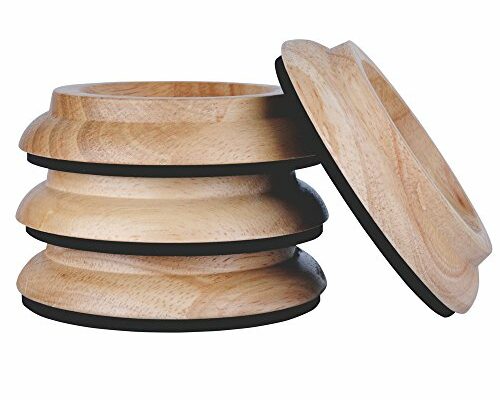 Upright Piano Caster Cups,Premium Quality Hardwood Piano Caster Pads Furniture Leg Pad Set of 4,with Non-Slip Moisture-proof& Anti-Noise Felt Pads for Hardwood Floor Protectors (Natural Wood)