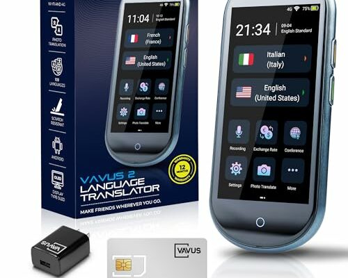 Vavus Language Translator Device with Unlimited Lifetime Global 4G Internet Included - Sim Card, WiFi & Offline Translation - 138 Languages and dialects