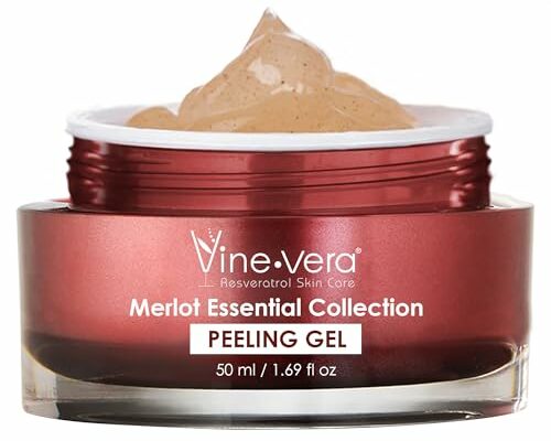 Vine Vera Merlot Peeling Gel - Face Scrub Peel to Gently Exfoliate Skin - Vine Vera Products for All Skin Types - Resveratrol Skin Care Products from the Vine Vera Collection - 50 Ml / 1.69 Fl Oz.