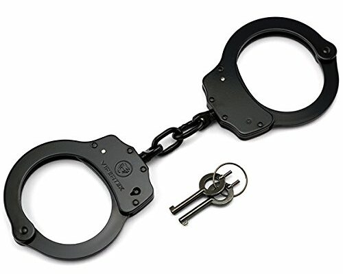 VIPERTEK Double Lock Steel Police Edition Professional Grade Handcuffs (Black)