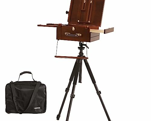 VISWIN Portable Plein Air Easel, Pochade Box with Aluminum Tripod & 2 Nylon Carry Bags, French Tabletop & Floor Easel Stand for Painting, Displaying Outdoor, Travel Easel for Artist, Adult, Beginner