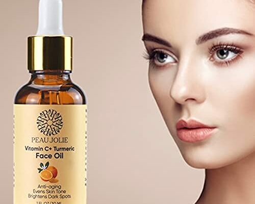 Vitamin C + Tumeric Face Oil "GLOW" Peau Jolie ,anti-aging, evens skin tone with primrose oil (Pack of one,1oz.)