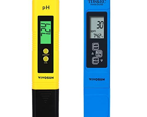 VIVOSUN Digital pH and TDS Meter Kits, 0.01pH High Accuracy Pen Type pH Meter ± 2% Readout Accuracy 3-in-1 TDS EC Temperature Meter for Hydroponics, Household Drinking, and Aquarium, UL Certified