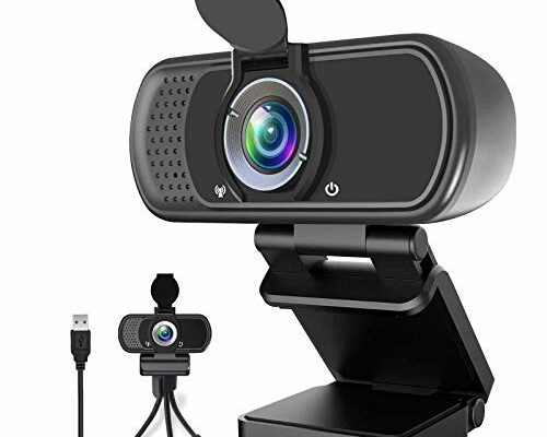 Webcam HD 1080p ,Live Streaming Web Camera with Stereo Microphone, PC Desktop or Laptop USB Webcam with 110 Degree View Angle, HD Webcam for Video Calling, Recording, Conferencing, Streaming, Gaming