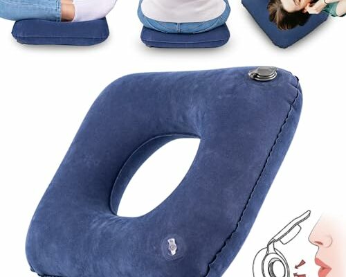 wefaner Portable Inflatable Bedsore Cushion Pillow Cushion, for Tailbone Pain Relief, for Hemorrhoids, Pregnancy, Bedsore, Long Time Cushion.Mouth blow inflation and pump inflatable.