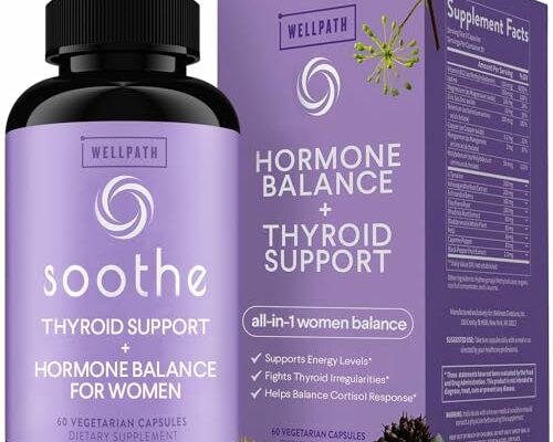 WellPath Soothe Hormone Balance for Women + Cortisol Manager | Thyroid Support for Women | Mood Support & Metabolism Booster | Adrenal Support | Rhodiola, Selenium, Iodine, Kelp | Adaptogens, 60 ct