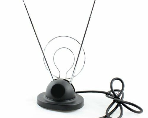 Wideskall® Universal Indoor Rabbit Ear TV Antenna for HDTV Ready VHF UHF Dual Loop Coaxial