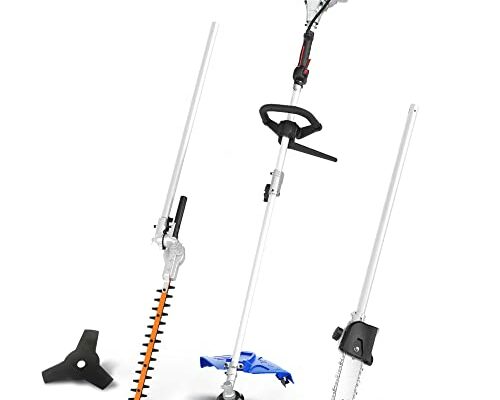 WILD BADGER POWER 26cc Weed Wacker Gas Powered, String Trimmer/Edger, Pole Saw, Hedge Trimmer and Brush Cutter Blade, 4-in-1 Multi Yard Care Tools, Rubber Handle & Shoulder Strap Included