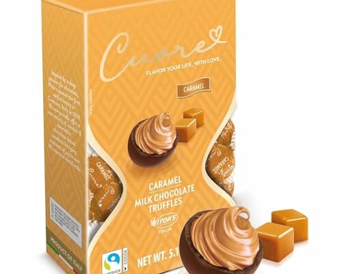 Witor's Chocolates, Cuore Chocolate Truffles with Creamy Filling, Italian Truffles, Made in Italy, Perfect for Gifting (5.11 oz, Caramel)