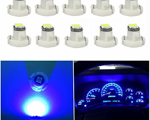 WLJH 10x Blue T3 Neo Wedge Led 3030 SMD Chip 8mm Base Car Instrument Cluster Light Dashboard Gauge HVAC AC Heater Climate Control Lamps Switch Indication Interior Bulb Replacement