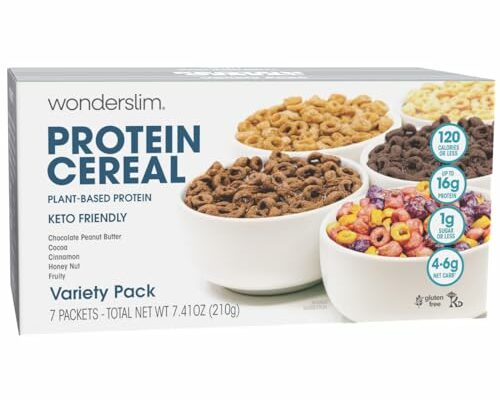 WonderSlim Protein Cereal, Variety Pack, Low Sugar, Gluten Free, Keto Friendly & Low Carb (7ct)