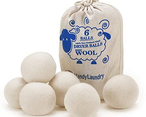 Wool Dryer Balls - Natural Fabric Softener, Reusable, Reduces Clothing Wrinkles and Saves Drying Time. The Large Dryer Ball is a Better Alternative to Plastic Balls and Liquid Softener. (Pack of 6)