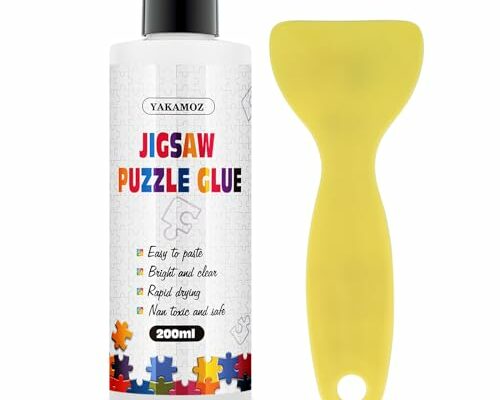 YAKAMOZ Updated Jigsaw Puzzle Glue with Applicator for Adults and Children Clear Water-Soluble Special Craft Puzzle Glue, Non-Toxic and Quick Dry for 3000/4500/5000 Pieces of Puzzle,200ML