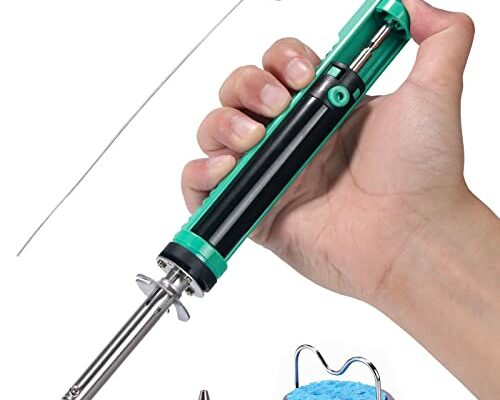 YIHUA 929D-V Electric Desoldering Soldering Iron Solder Sucker Desoldering Pump with Shorter Charging Handle and Desoldering Nozzles 1.0mm 1.2mm for Through-Hole Desoldering