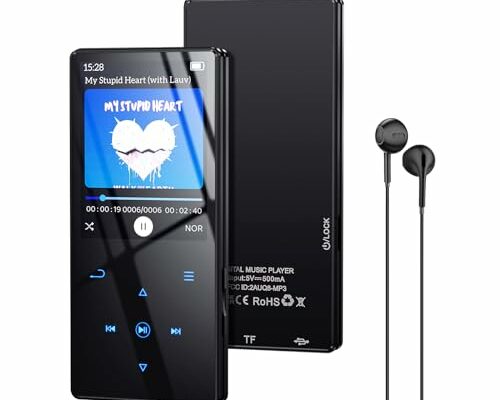 Yottix 64GB MP3 Player with Boosted Bluetooth 5.0, Music Player Features HD Speaker, 2.4" Screen, Touch Buttons, Expandable SD Card Slot, Supports FM Radio, Voice Recorder, E-Book, and More