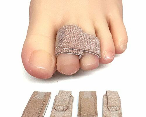 ZenToes Reusable Fabric Buddy Wraps for Broken Toes, Hammertoe Straightener, 4 Count (Beige)