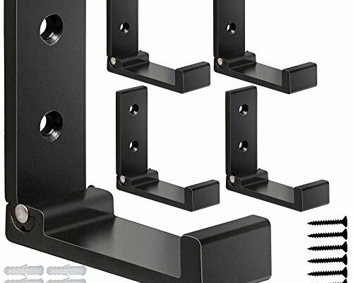 ZEYU Folding Coat Hooks, 5Pcs Wall Hooks for Hanging Coat Towel Hooks Hardware Heavy Duty Aluminum Alloy Headphone Holder No Rust Wall Mounted with Screws for Bags Fitness Equipment