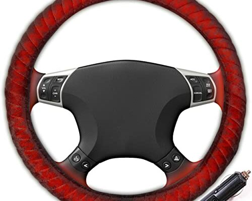 Zone Tech Car Steering Wheel 12V Heated Cover - Classic Black Premium Quality Ultra Comfortable 12V Vehicle Heated Wheel Protector