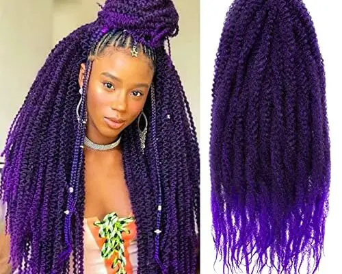 ZRQ 8 Packs 24 Inch Purple Marley Hair Braiding Twists Hair, Afro Kinky Marley Twists Hair For Braiding, Synthetic Soft Curly Twist Hair (Tpurple#,8 Packs)