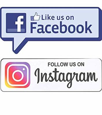 2 pcs Facebook Sticker and Instagram Sticker Set, 9 inches - Vynil for Window, Shop, Business, Car, Truck. Weather-Proof, UV-Resistant