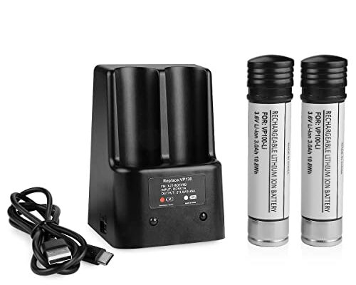 2Pack 3.6V VP100 Li-ion Battery for Black Decker Versapak Batteries VP100C VP105 VP105C VP110 VP110C VP143 for Black Decker 3.6V Versapak Batteries, with a 2Port Black Decker 3.6V Charger