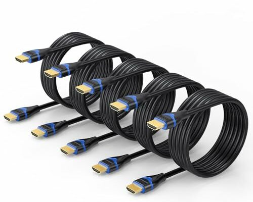 4K HDMI Cable 8FT 5-Pack, HDMI to HDMI Cable 8 Foot High Speed HDMI 2.0 Cord 4K 60Hz, 2K 1440P, 1080P, HDR, HDCP 2.2, ARC, 3D Compatible for Laptop, Monitor, HDTV, PC, PS5/PS4/PS3, Blu-ray and More