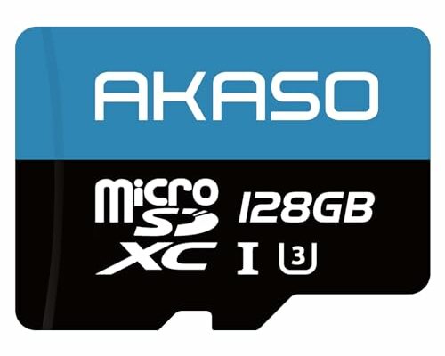 AKASO 128GB microSDXC U3 Memory Card - Up to 100MB/s, UHS-I C10, U3, Full HD, 4K UHD, MicroSD Card