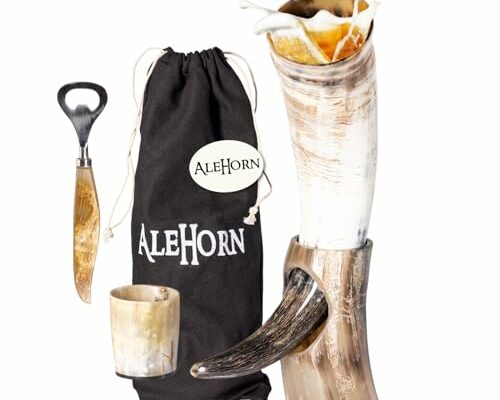 AleHorn Drinking Horn | Viking Drinking Horn set | Father’s Day Gifts | Viking Mugs for Beer | Viking Drinking Horn Large Coffee Mug | Viking Horn Cup | Mead Horn | Viking Horn Mug (12oz)