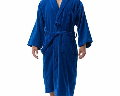 Alpine Swiss Pure Cotton Mens Terry Cloth Bathrobe Super Absorbent Spa Robe BLU ML