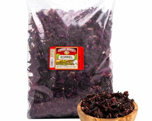 Angel Brand Dried Sorrel Hibiscus Flowers 1.5 lbs Pouch - Discover Rich Flavor & Aroma of Healthful Delights with Hibiscus Tea Loose Leaf - Enjoy Refreshing, & Nutritious Beverages to Elevate Health