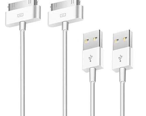 [Apple MFi Certified] 2 Pack 30-Pin to USB Cable for iPhone 4 Charging and Sync Data Connector Support for iPhone 4 4s, iPhone 3G 3GS, iPad 3 2 1,iPod Classic iPod Touch iPod Nano