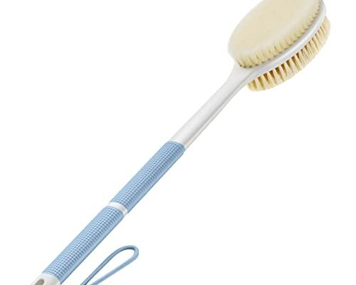 Backski Back Scrubber Anti Slip for Shower,Shower Brush Long Handle with Stiff and Soft Bristles,Body Exfoliator for Bath or Dry Brush(Blue)