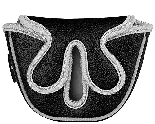 BIG TEETH Golf Head Covers Mid Mallet Putter Cover Fit for Odessey Backstryke Center Shaft Putter (Black)