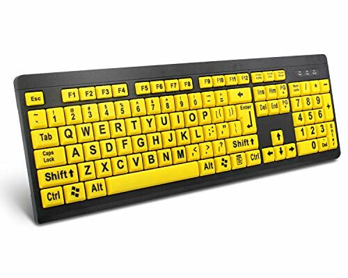 BOOGIIO Large Print Computer Keyboard, Wired USB High Contrast Keyboard with Oversized Print Letters for Visually Impaired Low Vision Individuals (Yellow+Black)