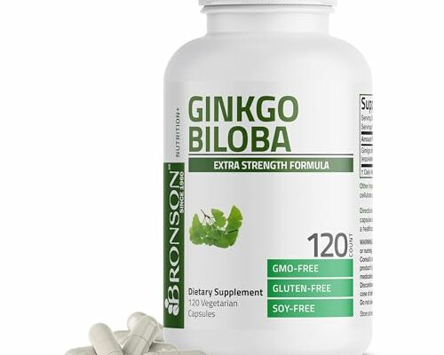 Bronson Ginkgo Biloba Extra Supports Brain Function & Memory Support, 120 Vegetarian Capsules