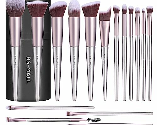 BS-MALL Makeup Brush Set 18 Pcs Premium Synthetic Foundation Powder Concealers Eye shadows Blush Makeup Brushes with black case