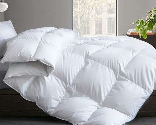 Cosybay Feather Comforter Filled with Feather & Down - All Season White Queen Size Duvet Insert- Luxurious Hotel Bedding Comforters with Cotton Cover Queen 90 x 90 Inch